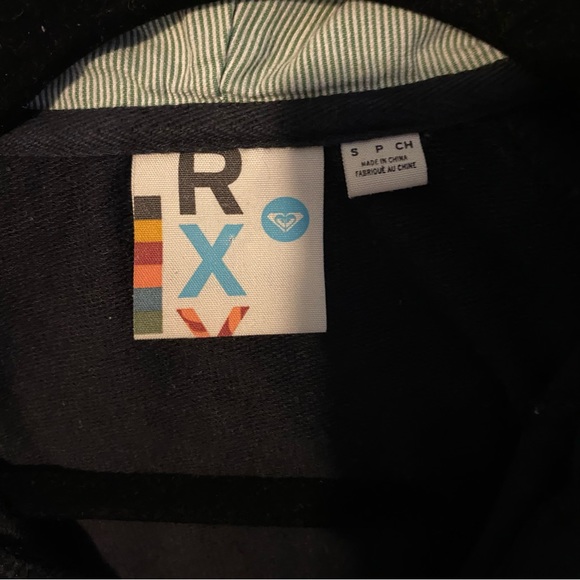 Roxy Soft Sweatshirt Hooded Henley Juniors Women Size Small Black - Picture 3 of 10